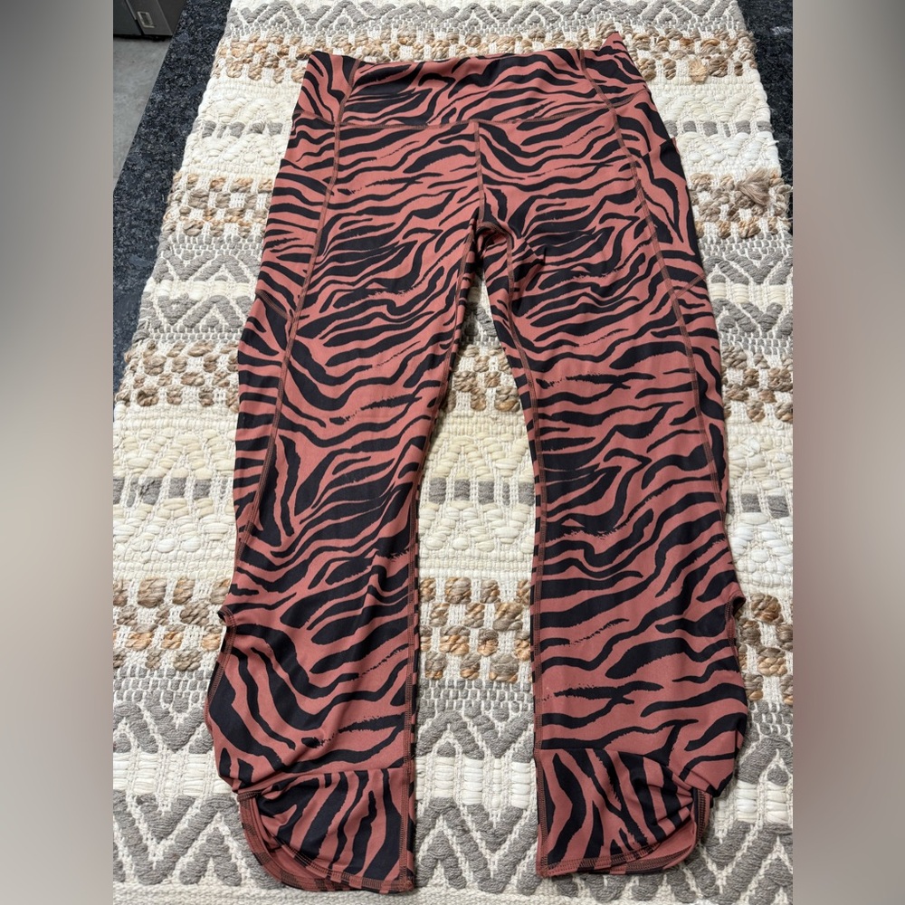 Fabletics Black and Rust Zebra Print Leggings